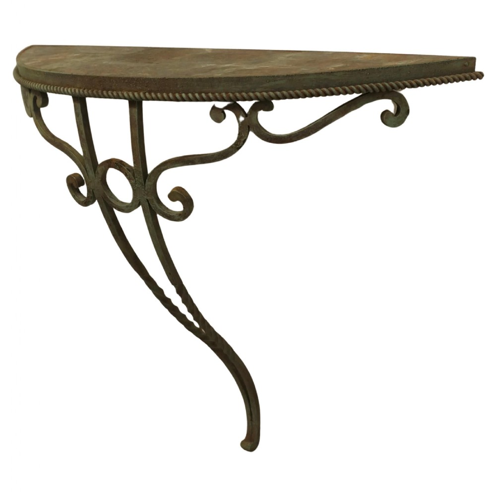 French Wrought Iron and Slate Console or Hall Table