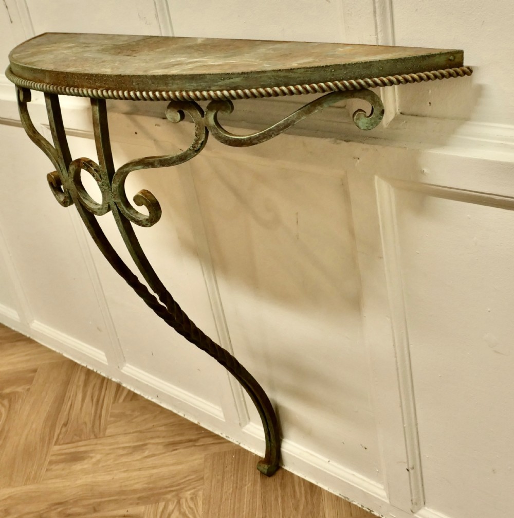 French Wrought Iron and Slate Console or Hall Table View VI