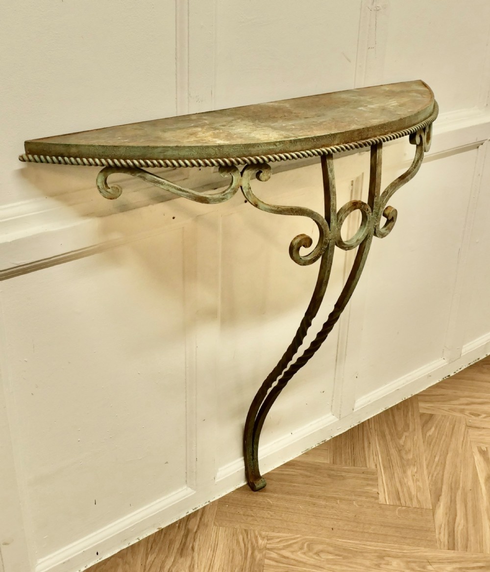 French Wrought Iron and Slate Console or Hall Table View VIII