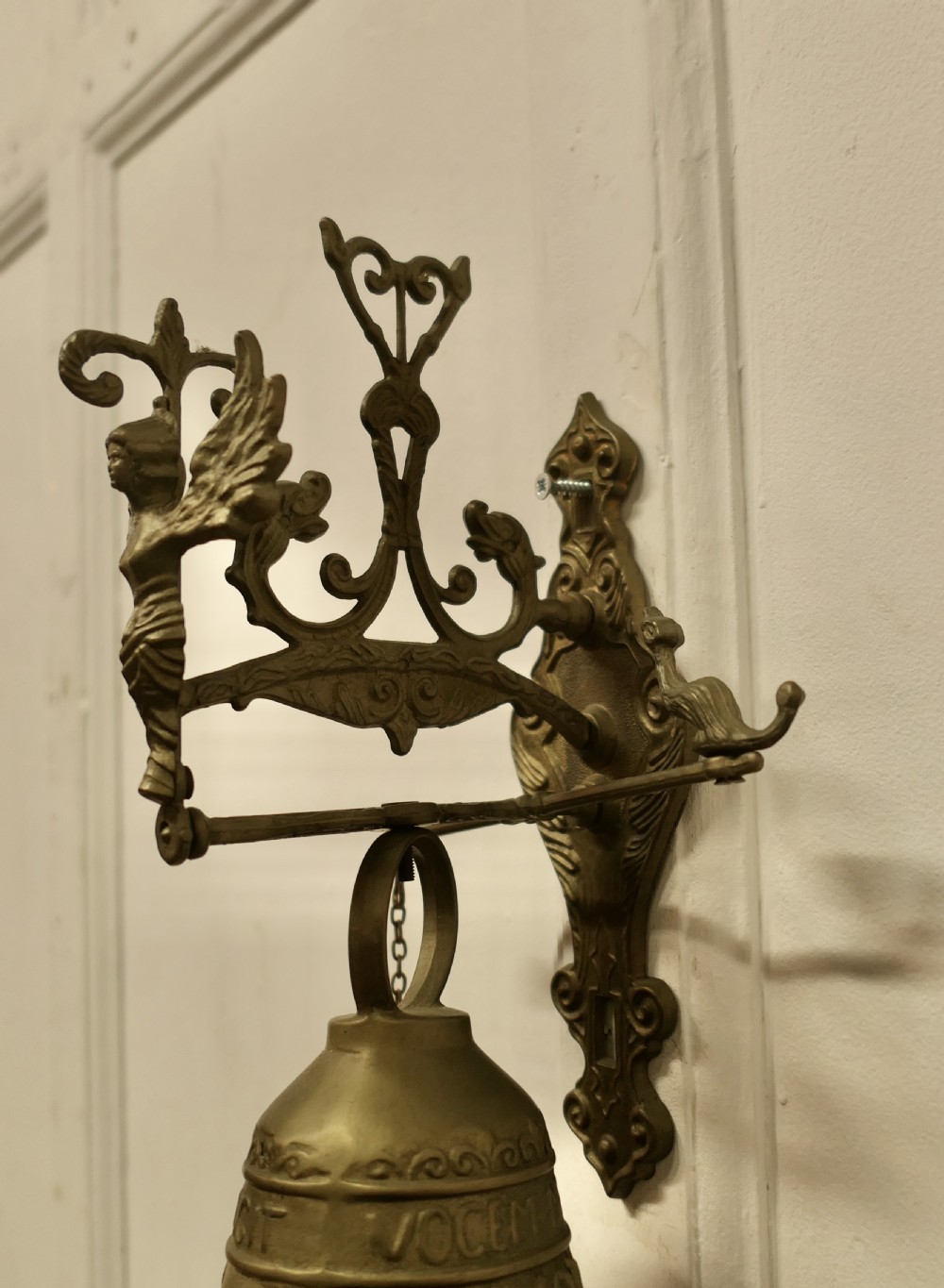 Brass Outdoor Door Bell on Hanging Bracket with Chain Pull View VII
