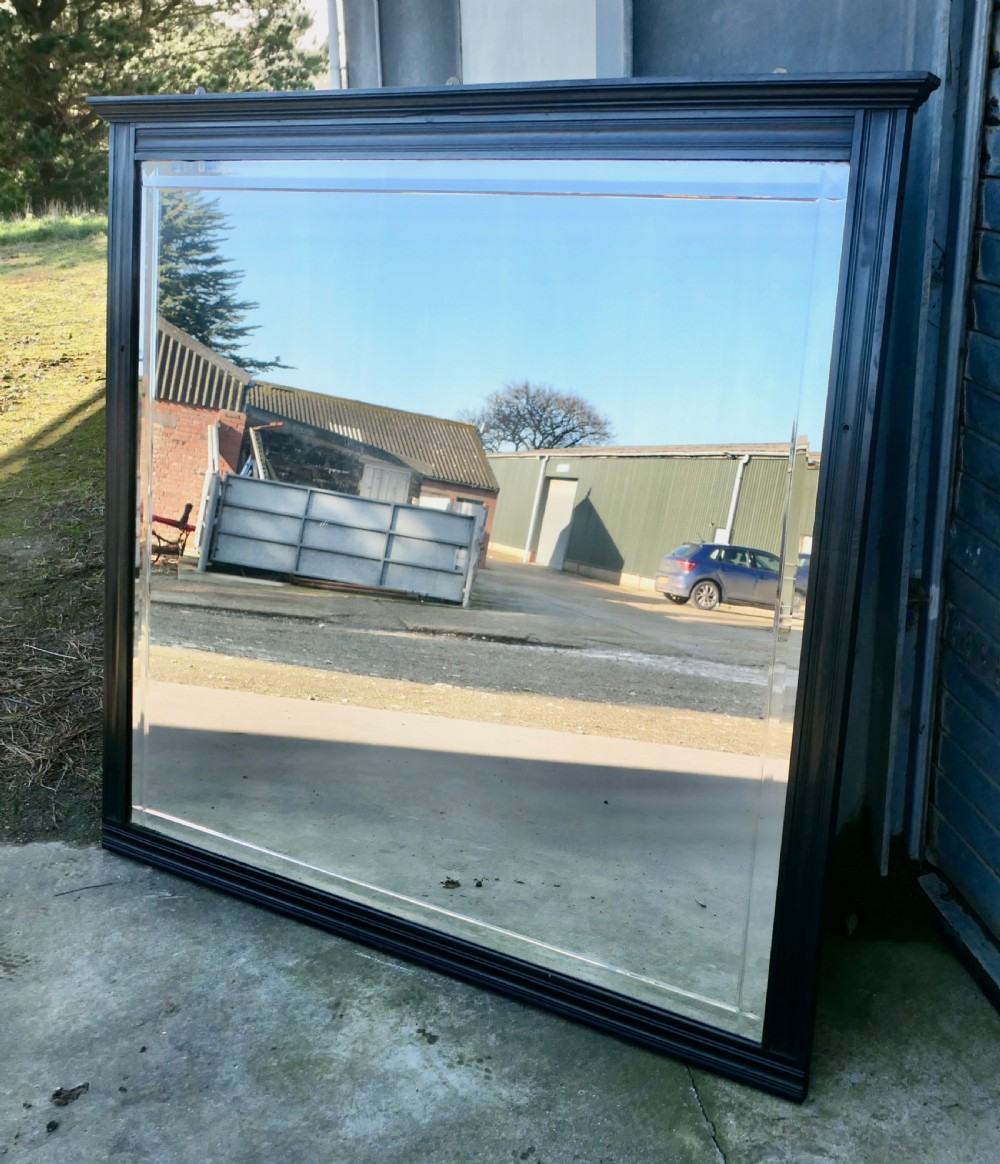 Large Overmantel or Wall Mirror, Black Lacquer Frame View IV