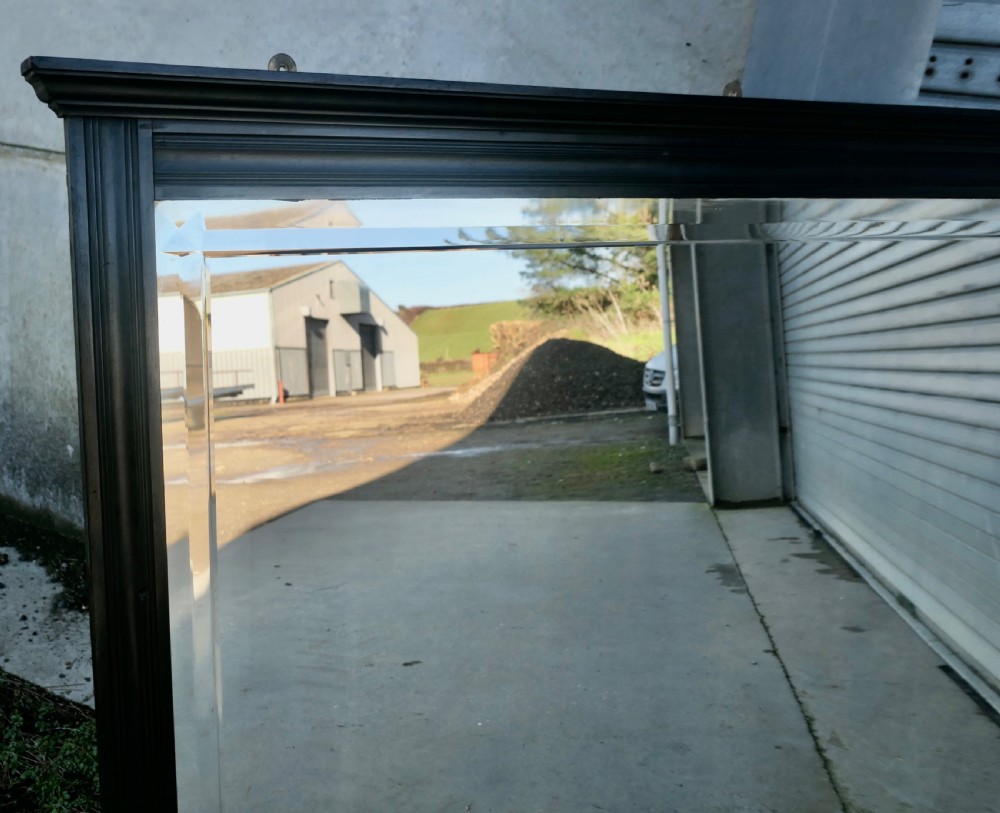 Large Overmantel or Wall Mirror, Black Lacquer Frame View V