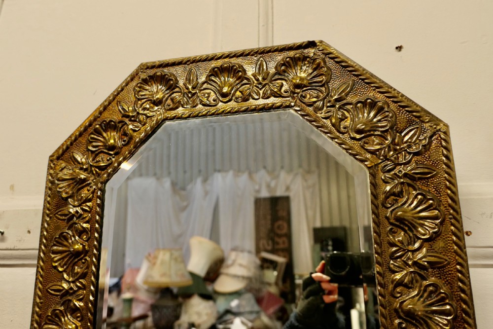 Arts and Crafts Hand Beaten Brass Mirror  View IV