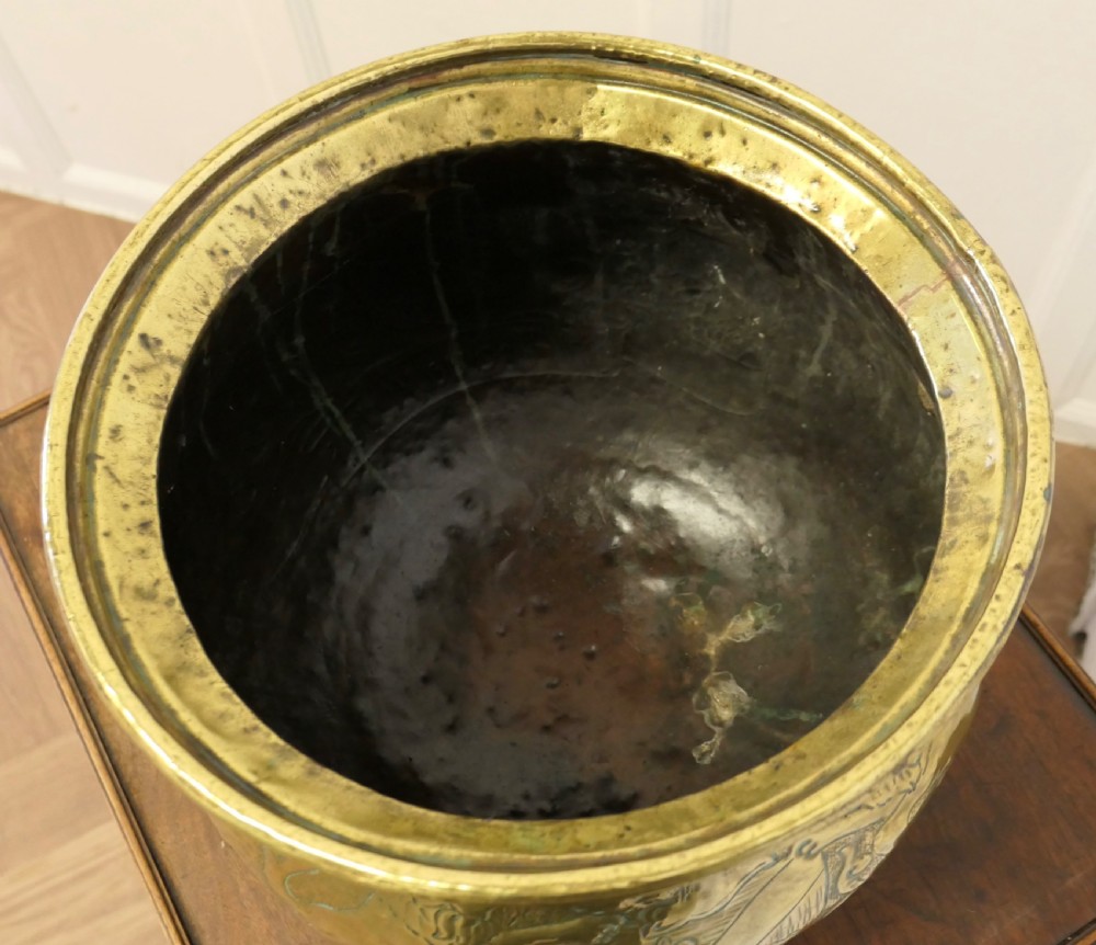 19th Century Gothic Brass Jardiniere with Shields  View VII