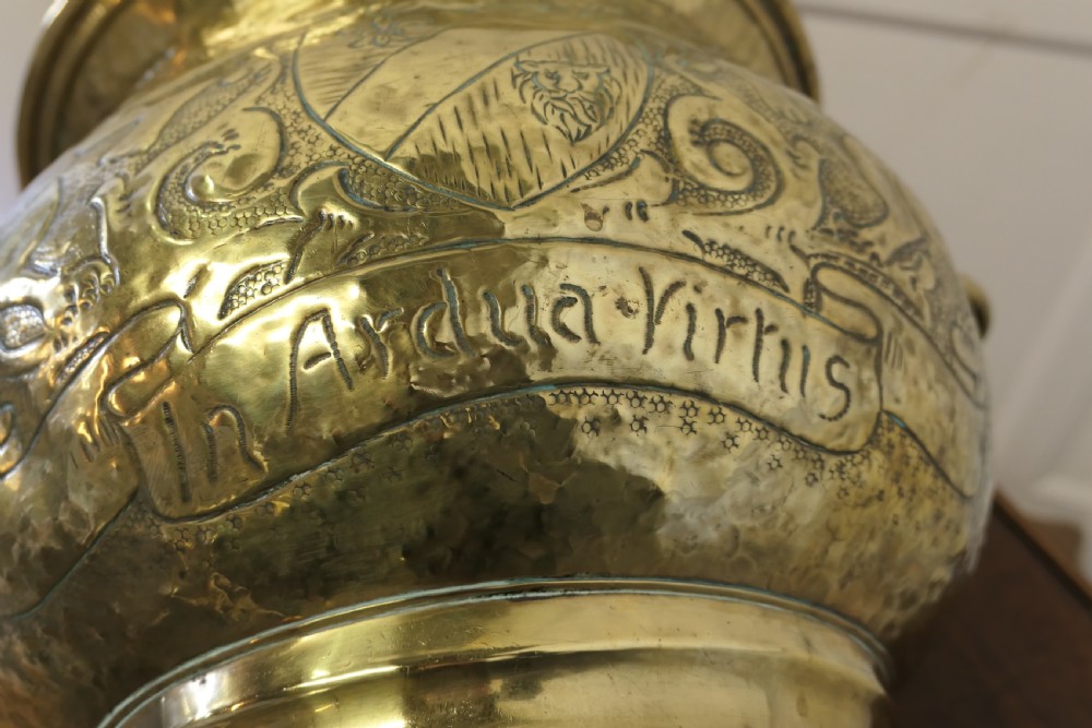 19th Century Gothic Brass Jardiniere with Shields  View VIII