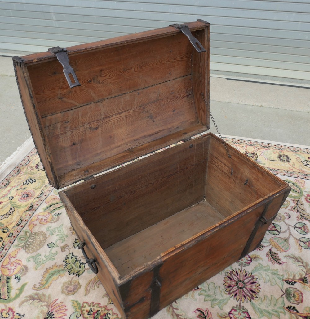 A Large 19th Century Pine Dome Top Trunk View II
