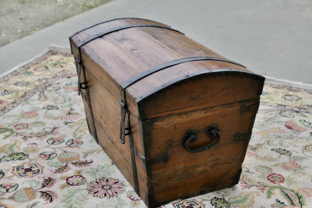 A Large 19th Century Pine Dome Top Trunk View III