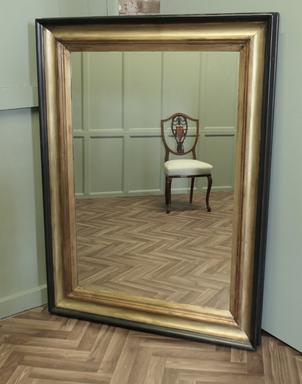Stunning Black and Gold Framed Regency Style Wall Mirror View V