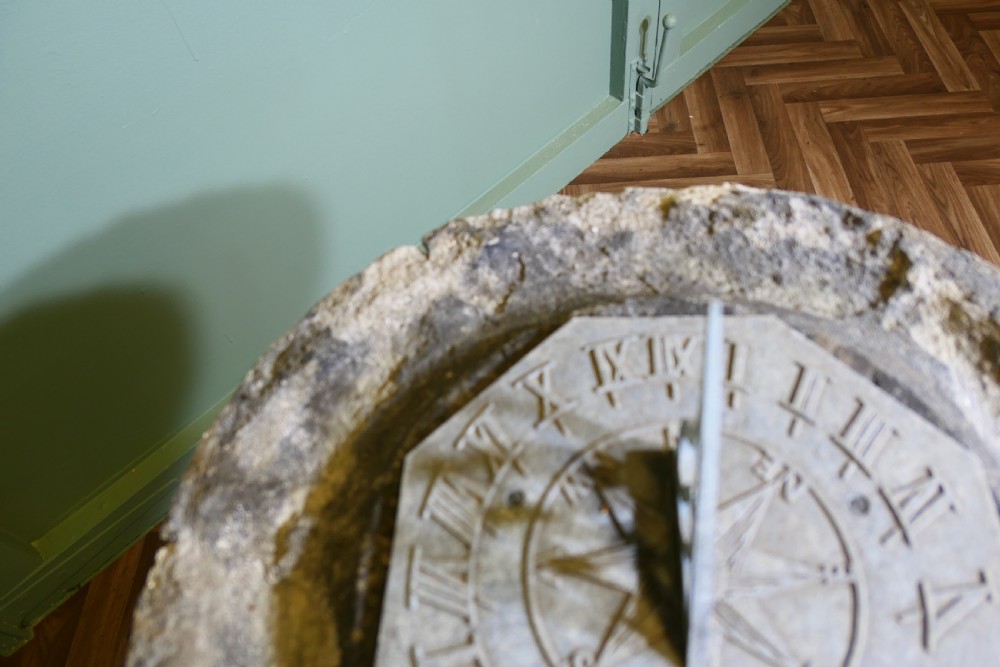 Weathered Carved Stone Bird Bath, Sun Dial View VII