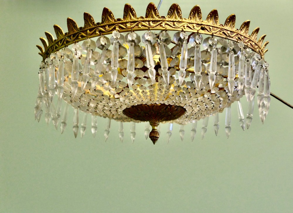 Large French Basket Crystal Chandelier View II