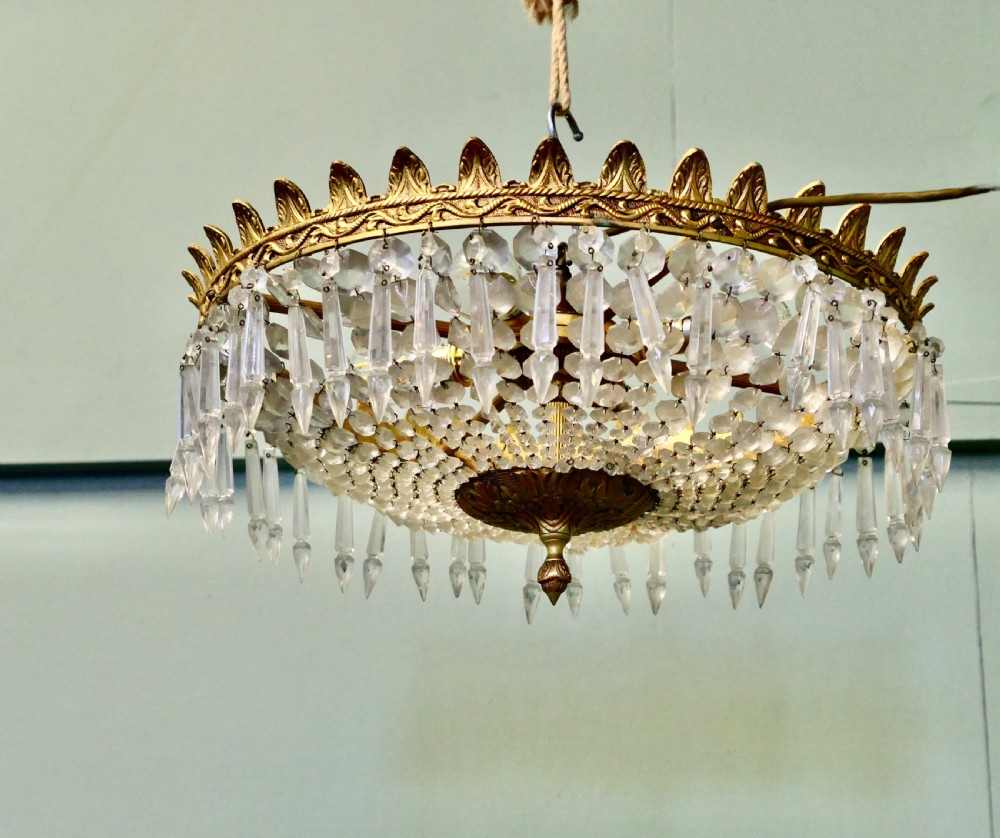 Large French Basket Crystal Chandelier View III
