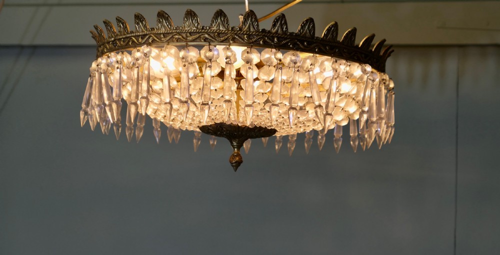 Large French Basket Crystal Chandelier View VIII