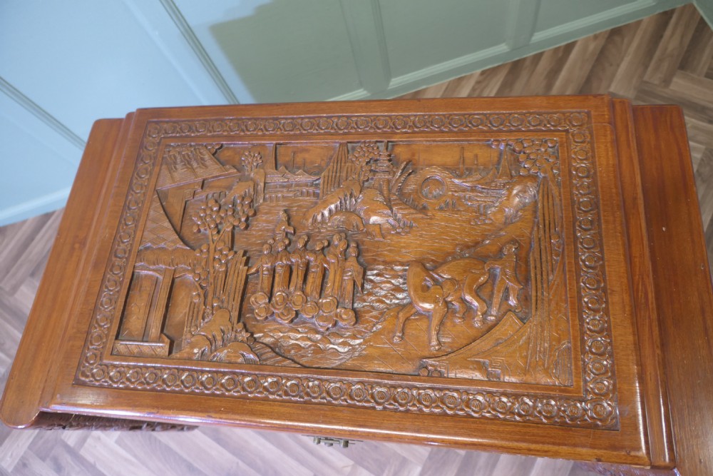 Art Deco Oriental Carved Camphor Wood Chest View VIII