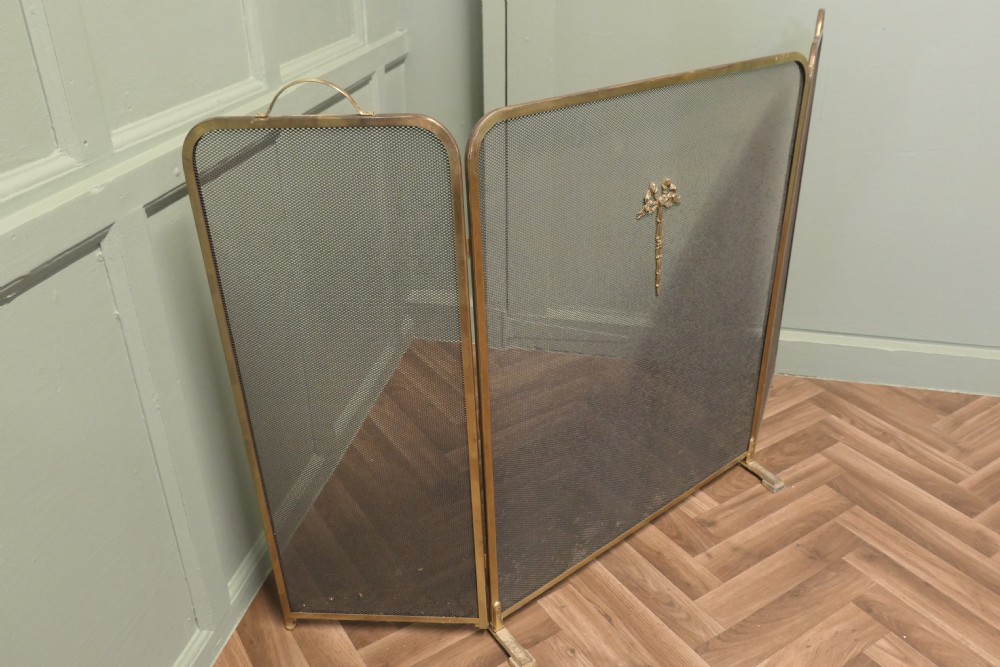 Large Folding Brass Mesh Fire Guard for Inglenook Fireplace View VI