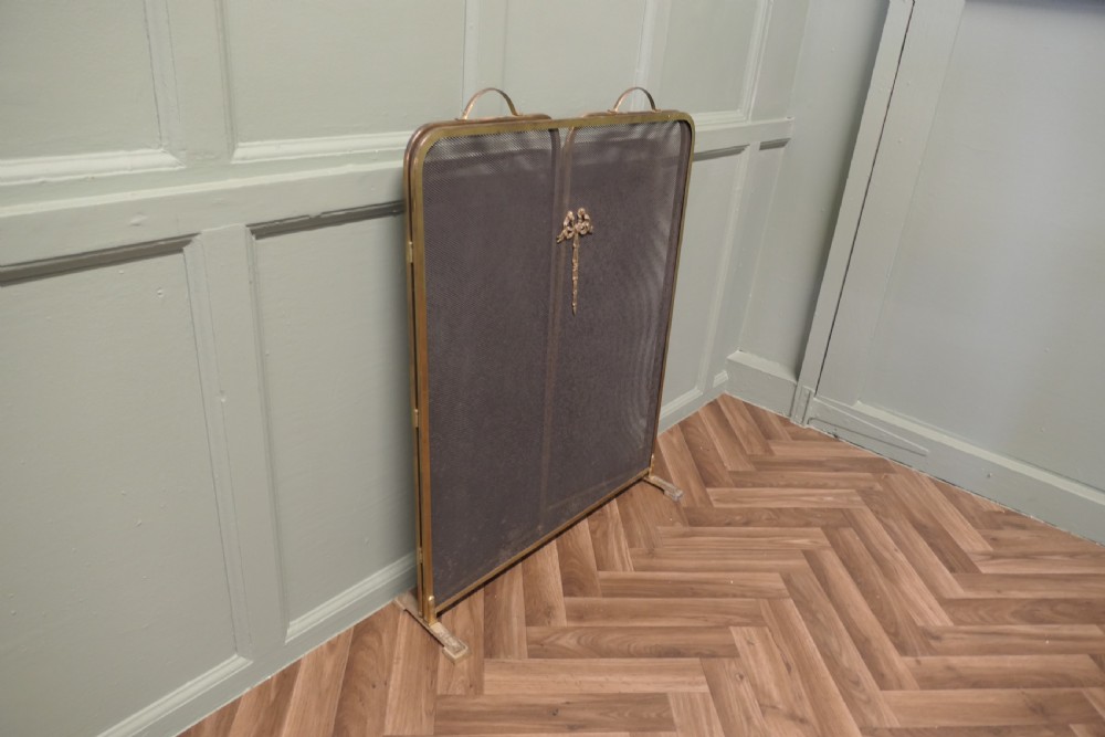 Large Folding Brass Mesh Fire Guard for Inglenook Fireplace View IX