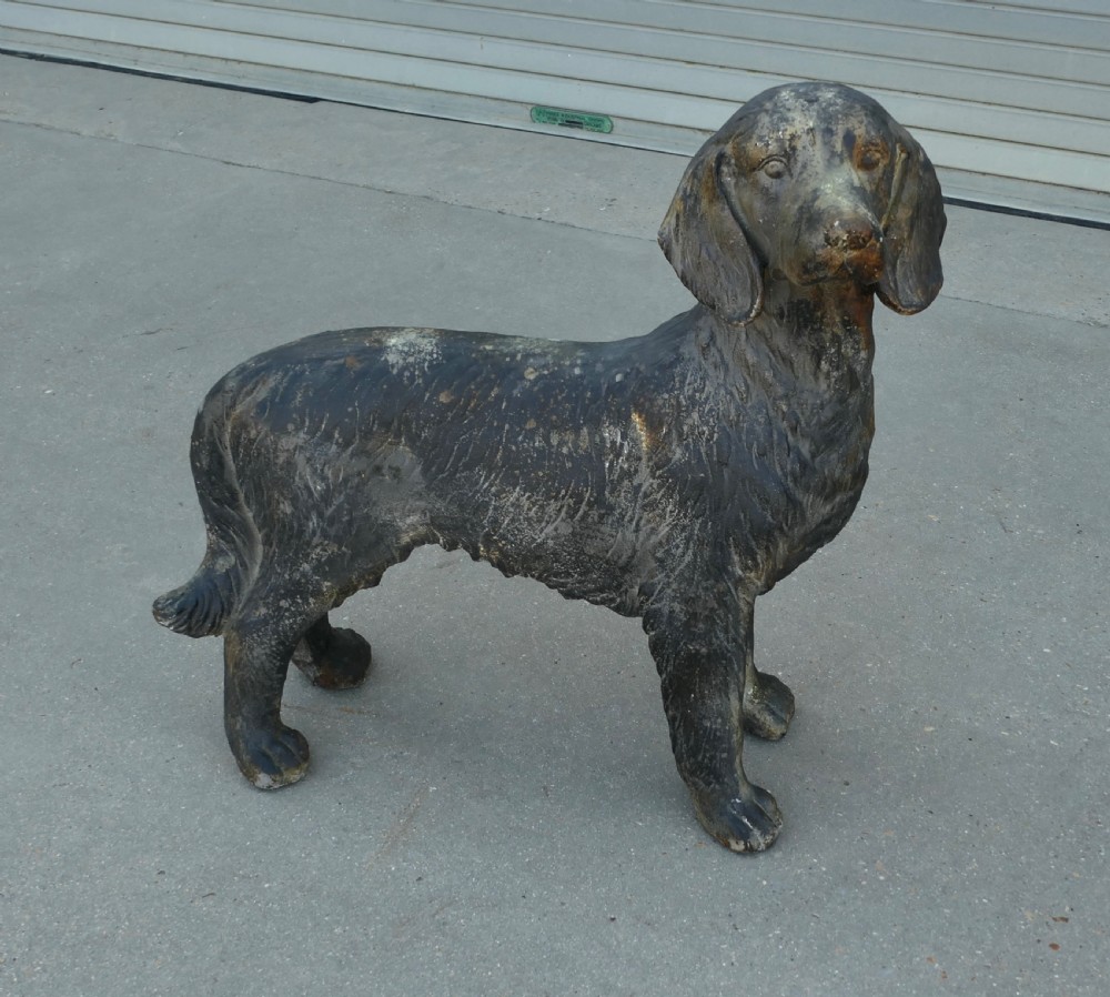 Weathered Standing Statue of a French Hunting Spaniel View II