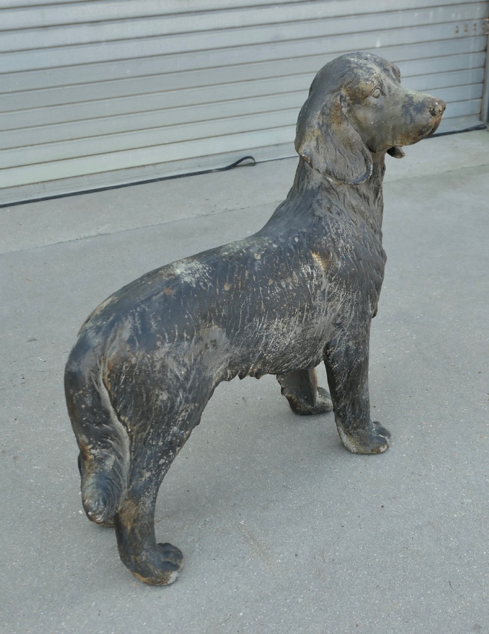 Weathered Standing Statue of a French Hunting Spaniel View VIII