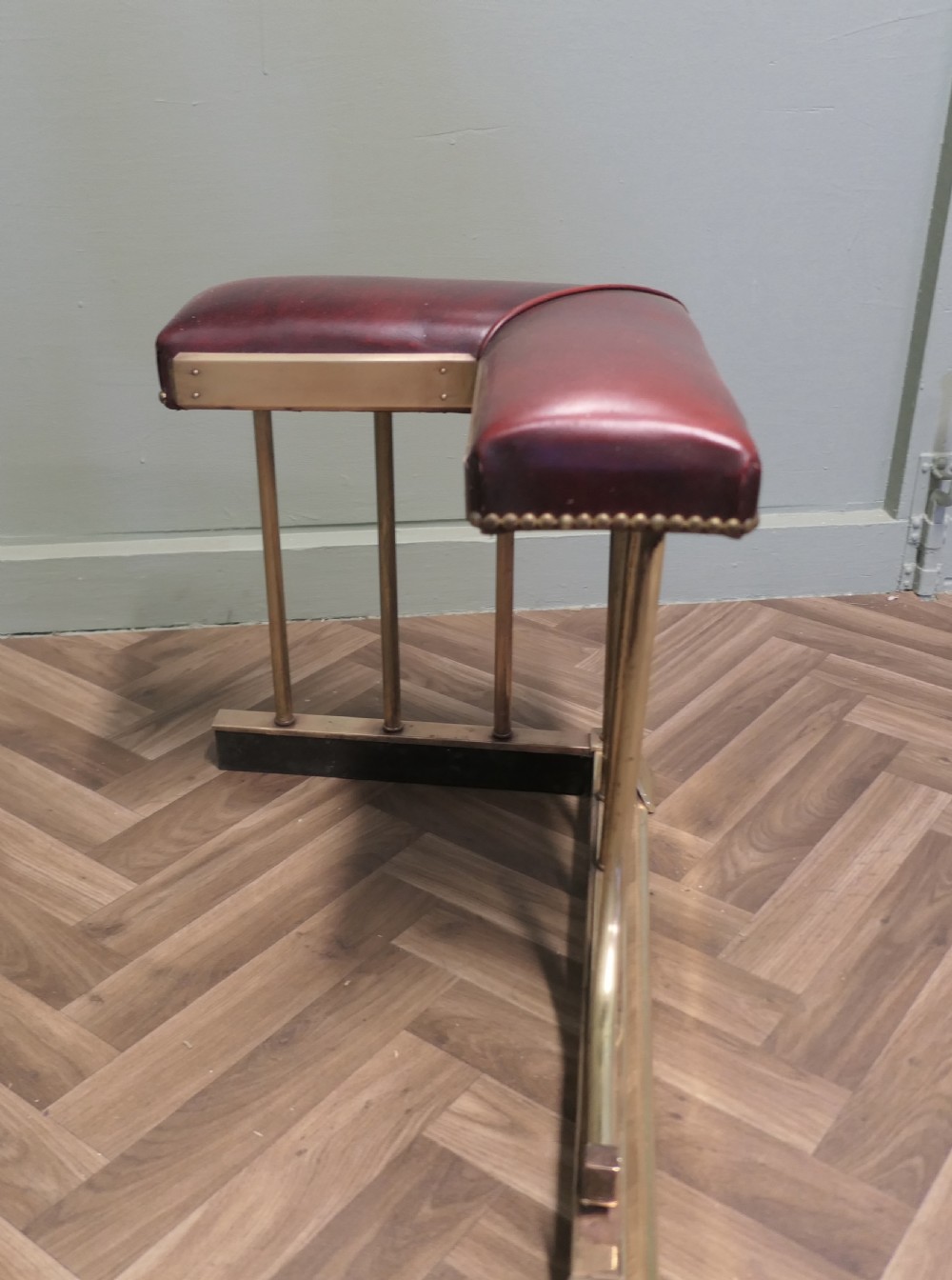 An Extending Brass and Leather Club Fender View IV