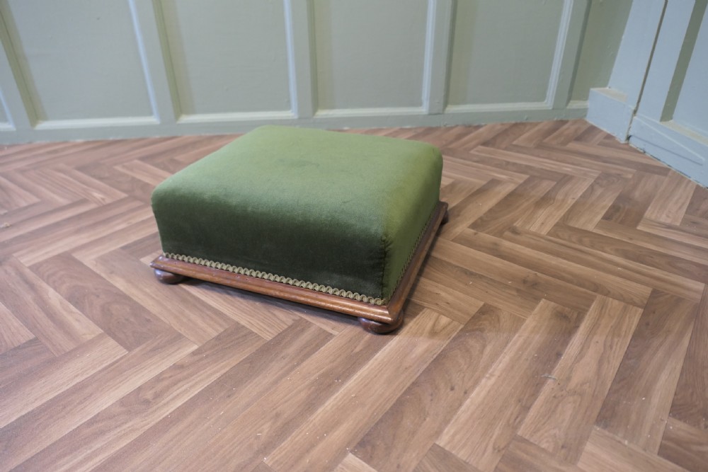Victorian Green Velvet Foot Stool View II