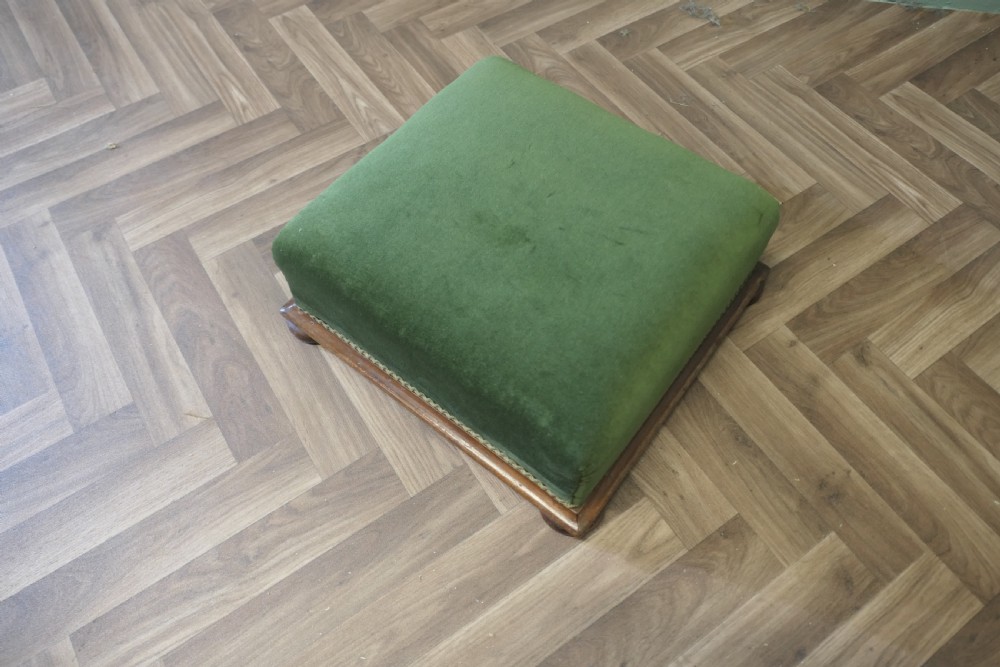 Victorian Green Velvet Foot Stool View III