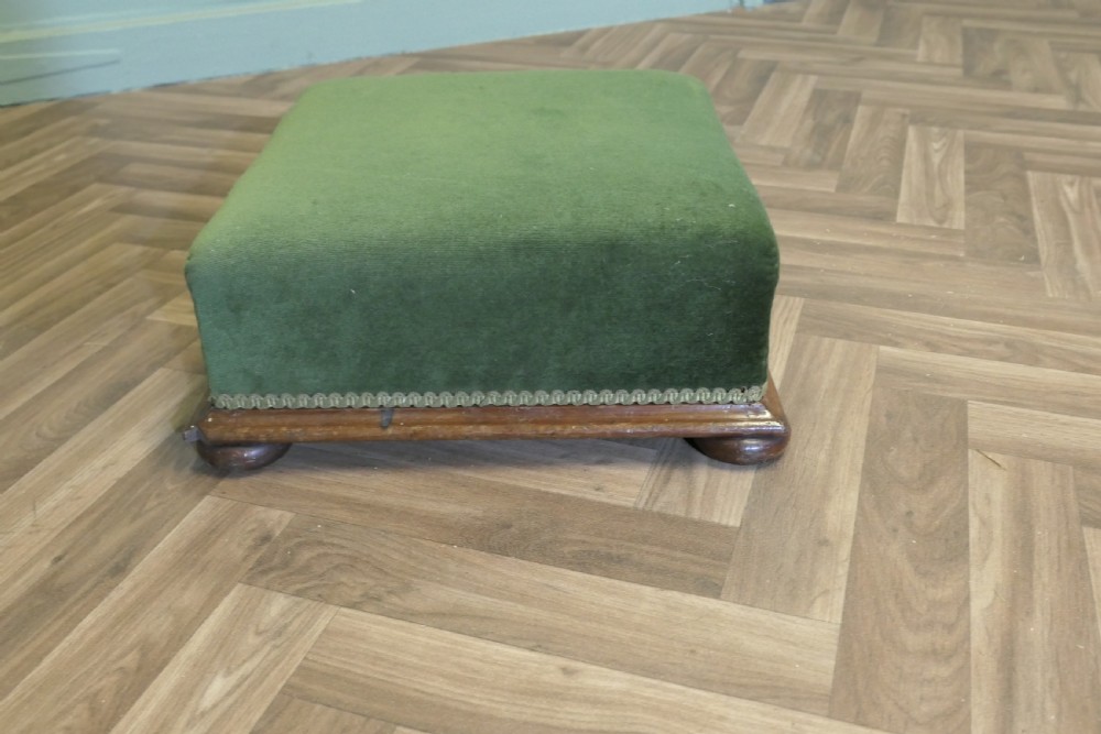 Victorian Green Velvet Foot Stool View IV