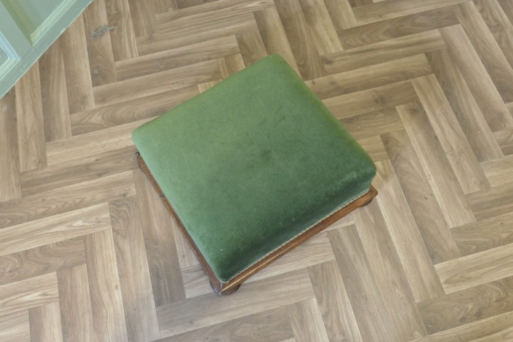 Victorian Green Velvet Foot Stool View V