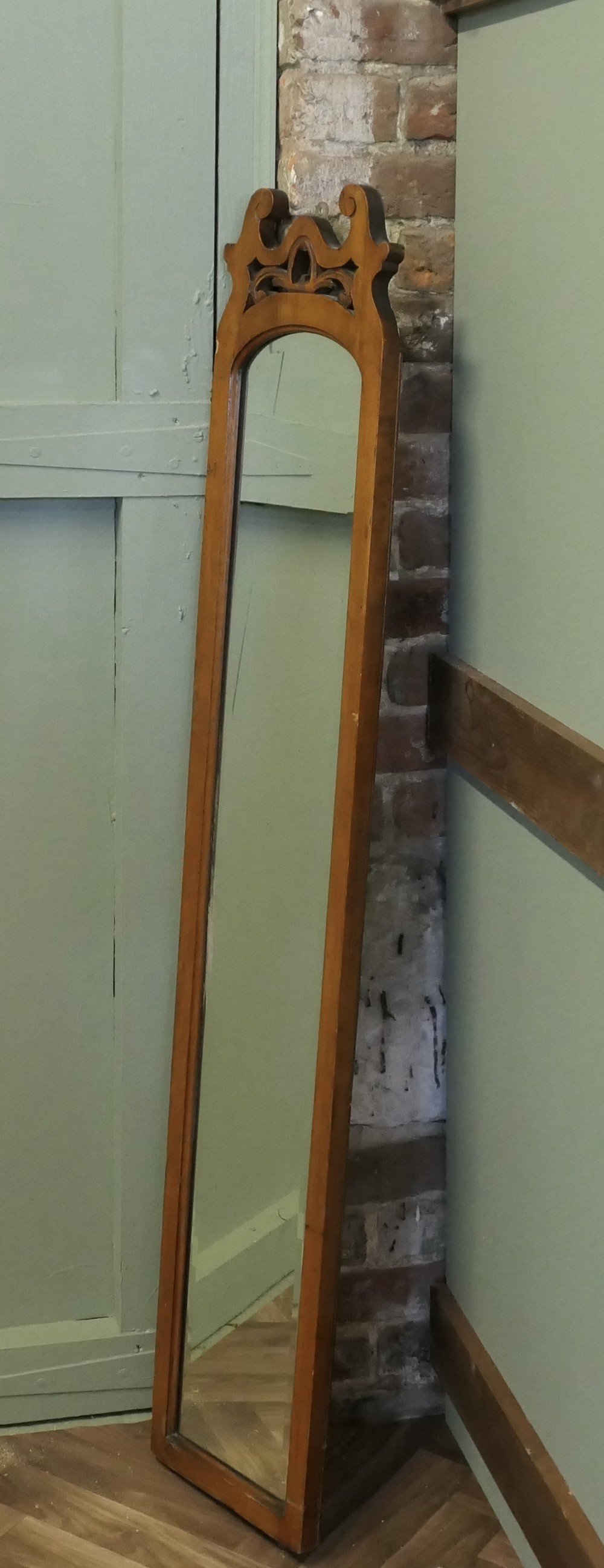 Arts and Crafts Long Narrow Walnut Dressing Mirror