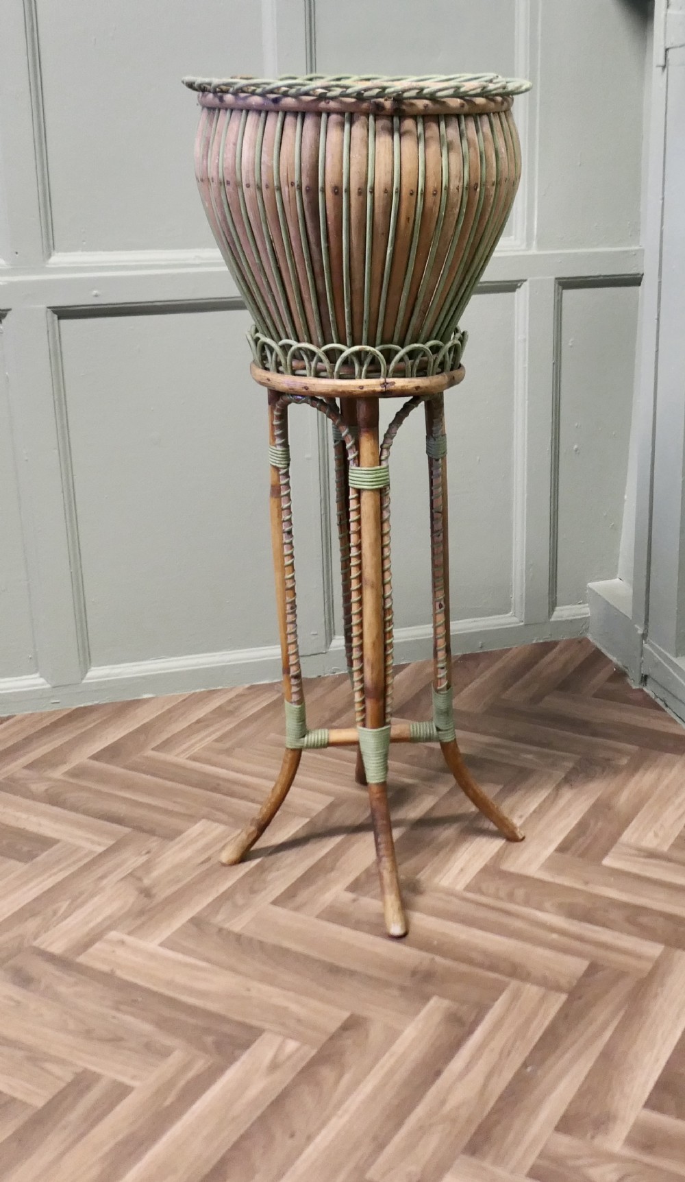 A Very Attractive Arts and Crafts Bamboo Jardinière, Plant Stand 