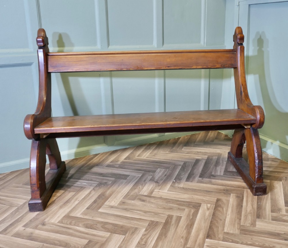Arts and Crafts Gothic Carved Pitch Pine Pew 