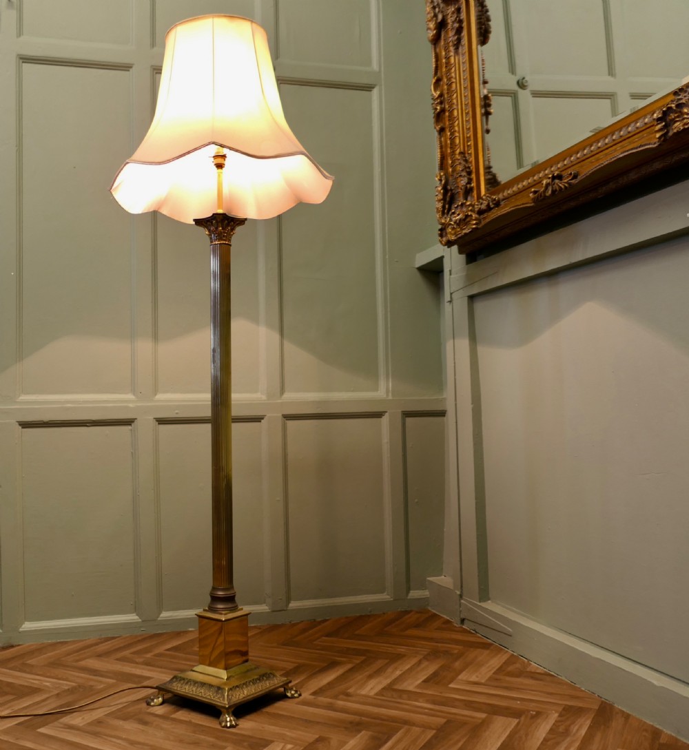 Elegant Brass Column Standard or Floor Lamp 