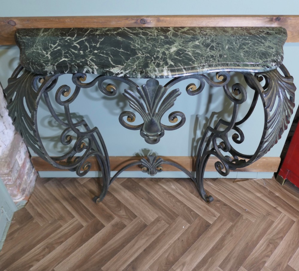 French Iron and Marble Console Table 