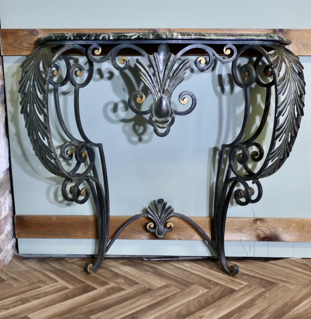 French Iron and Marble Console Table  View II
