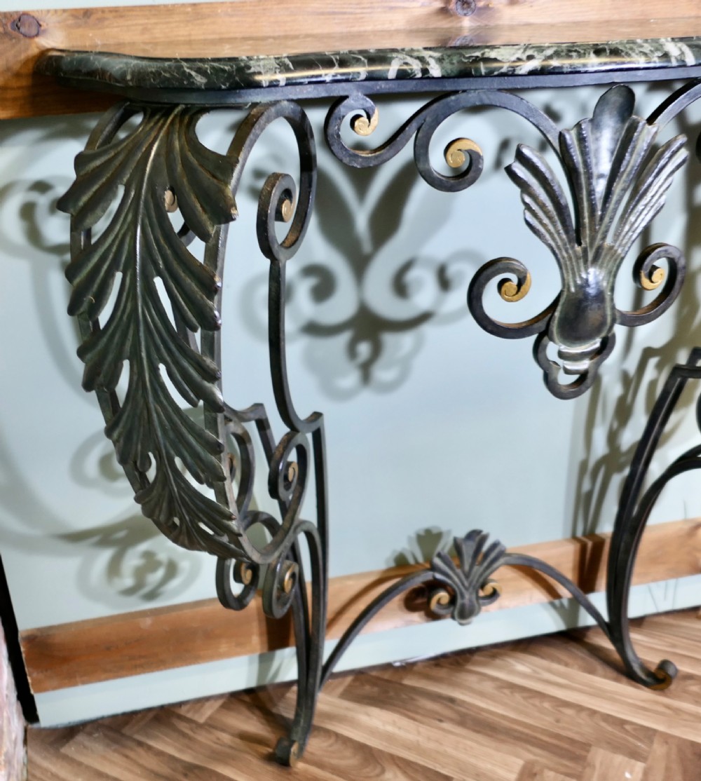 French Iron and Marble Console Table  View III