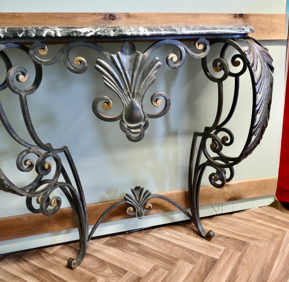 French Iron and Marble Console Table  View V