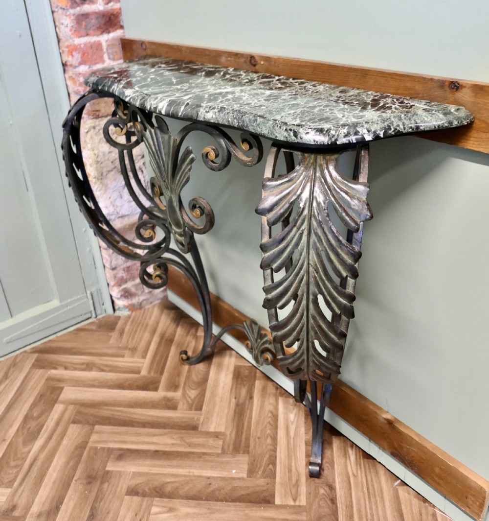 French Iron and Marble Console Table  View VI