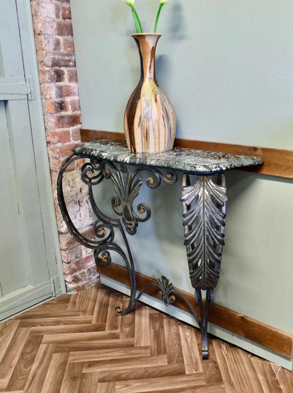 French Iron and Marble Console Table  View VIII