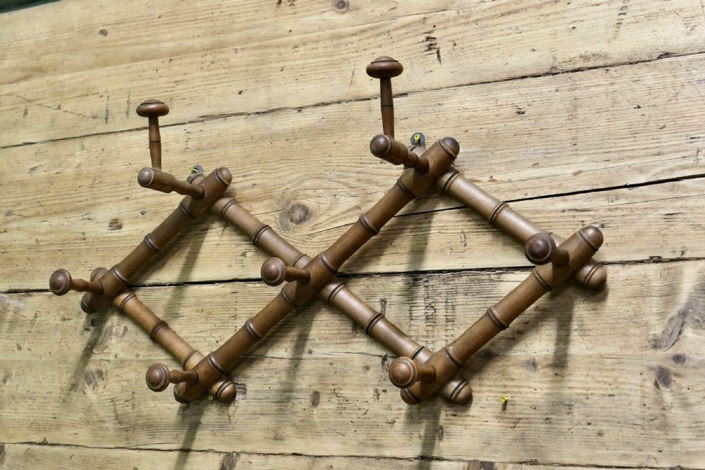 French Simulated Bamboo Hat and Coat Wall Rack View II