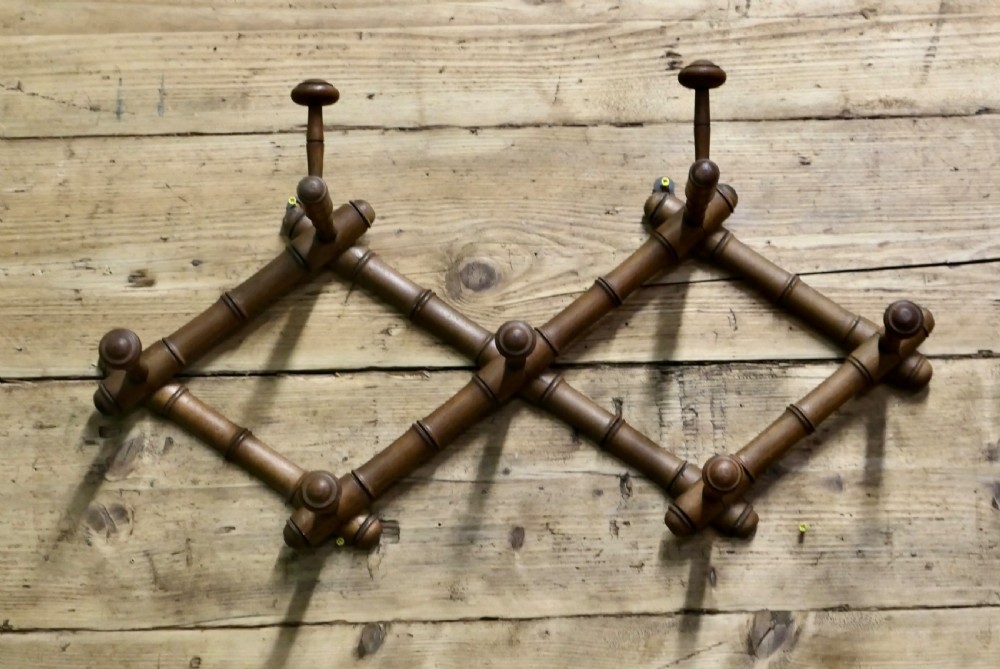 French Simulated Bamboo Hat and Coat Wall Rack View III