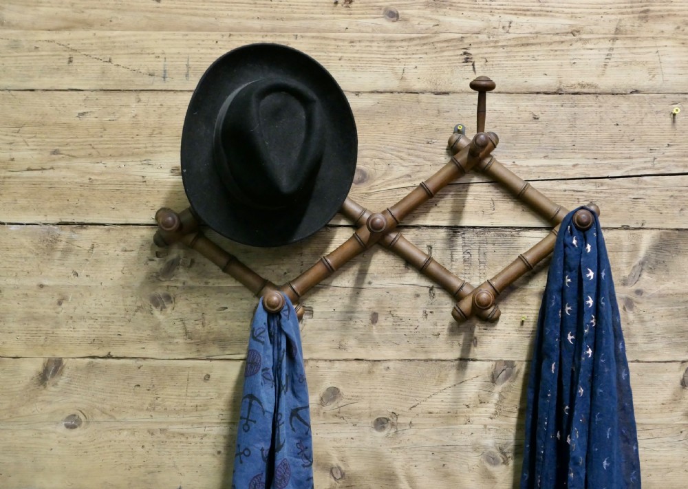 French Simulated Bamboo Hat and Coat Wall Rack View V