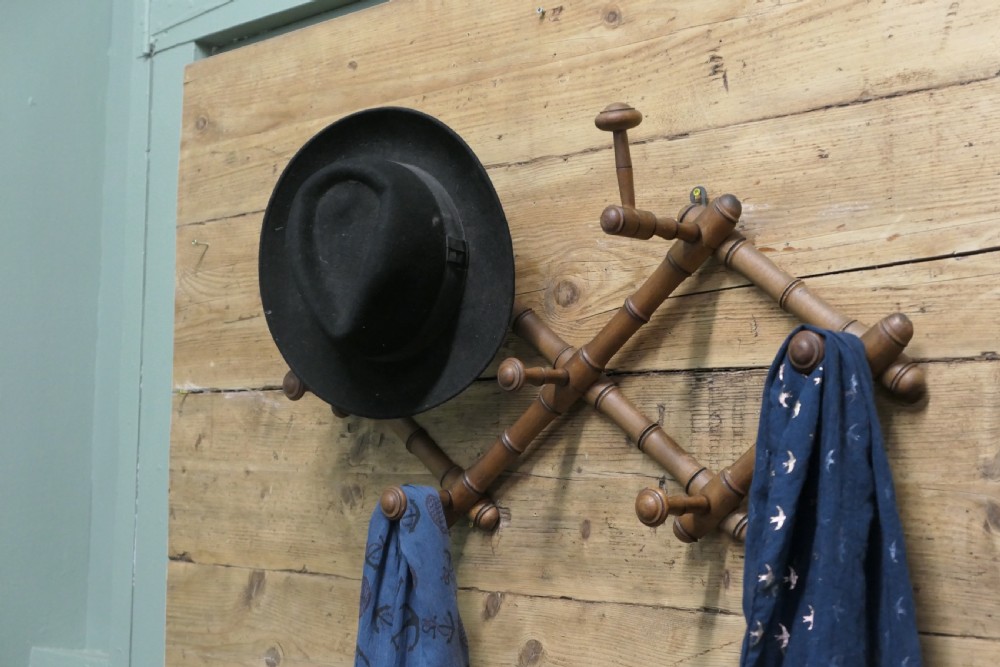 French Simulated Bamboo Hat and Coat Wall Rack View VI