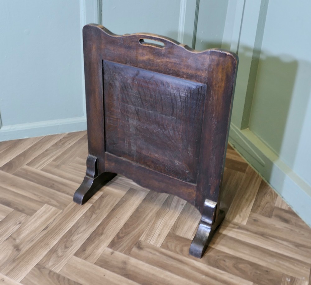 Carved Oak Gothic Style Fire Screen  View V