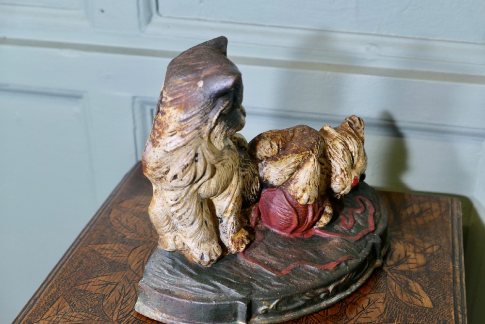 Cold Painted Cast Iron Door Stop, with Kittens View IV