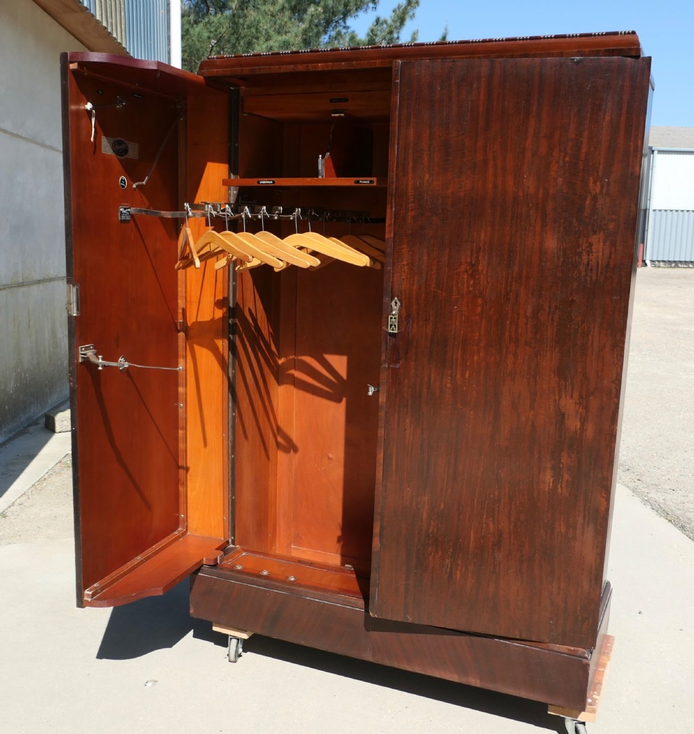 Original “Compactom” Art Deco Gentlemans Walnut Wardrobe View II