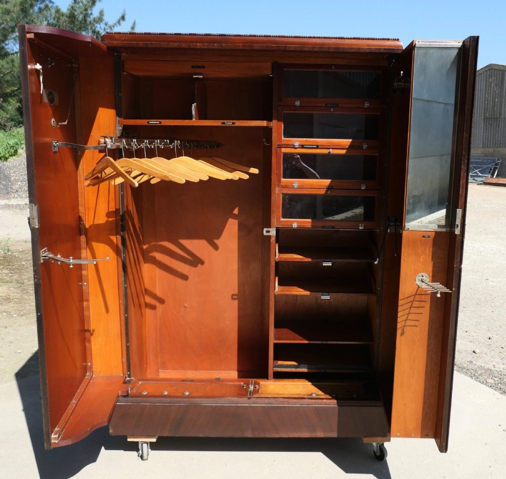 Original “Compactom” Art Deco Gentlemans Walnut Wardrobe View III