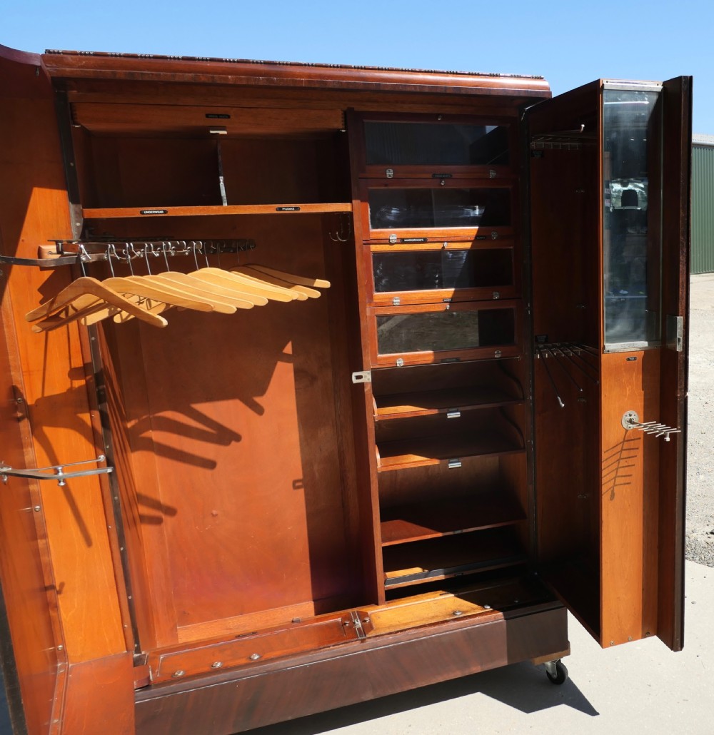 Original “Compactom” Art Deco Gentlemans Walnut Wardrobe View IV