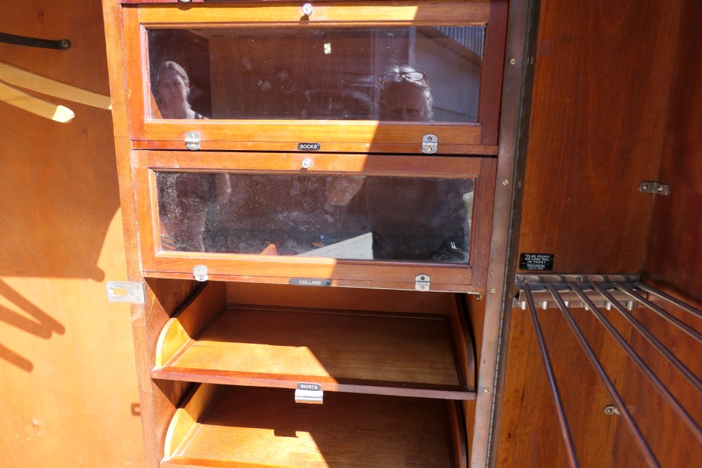 Original “Compactom” Art Deco Gentlemans Walnut Wardrobe View V