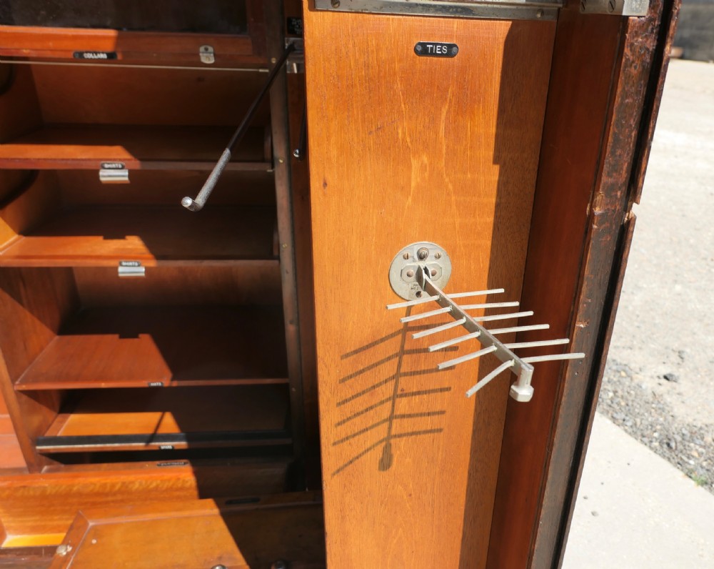 Original “Compactom” Art Deco Gentlemans Walnut Wardrobe View VI