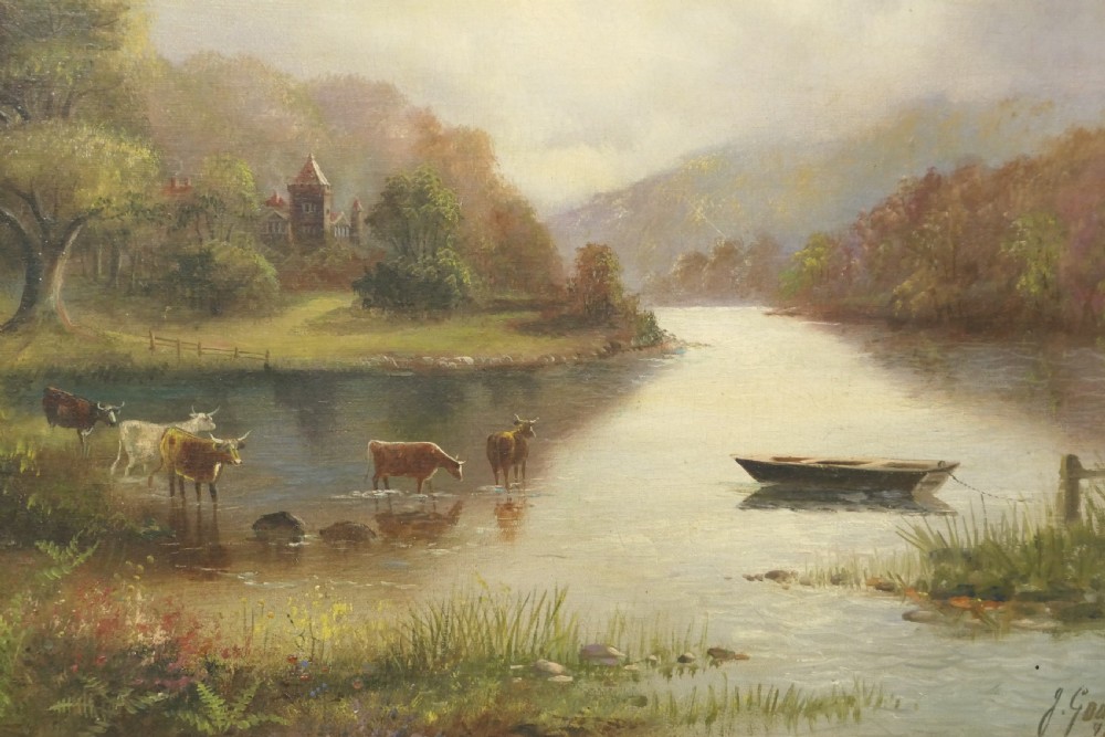 Signed Early 20th Century Oil Painting, Country Morning by J Gouard View IX
