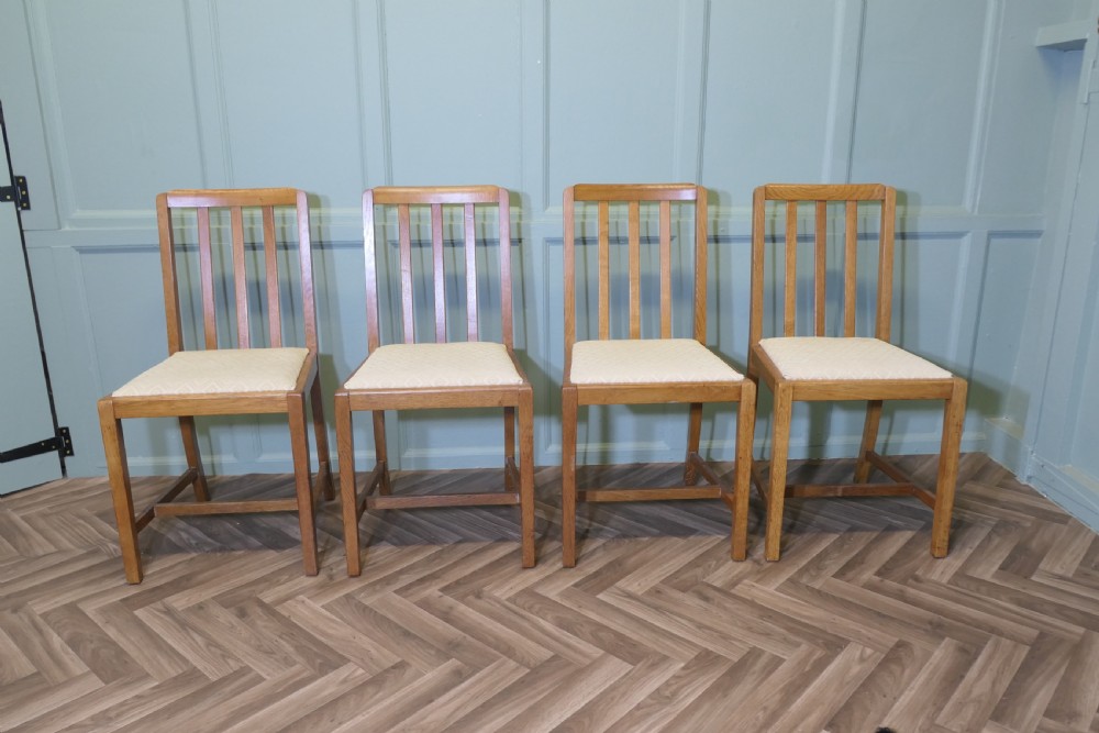 Set of 4 Arts and Crafts Golden Oak Dining Chairs  View II