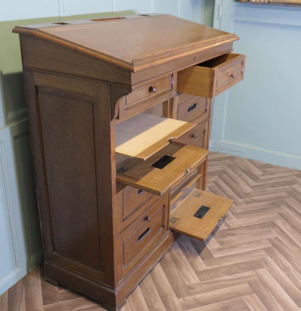 French Oak Hotel Greeting Station, Filing Cabinet, Greeter View VIII